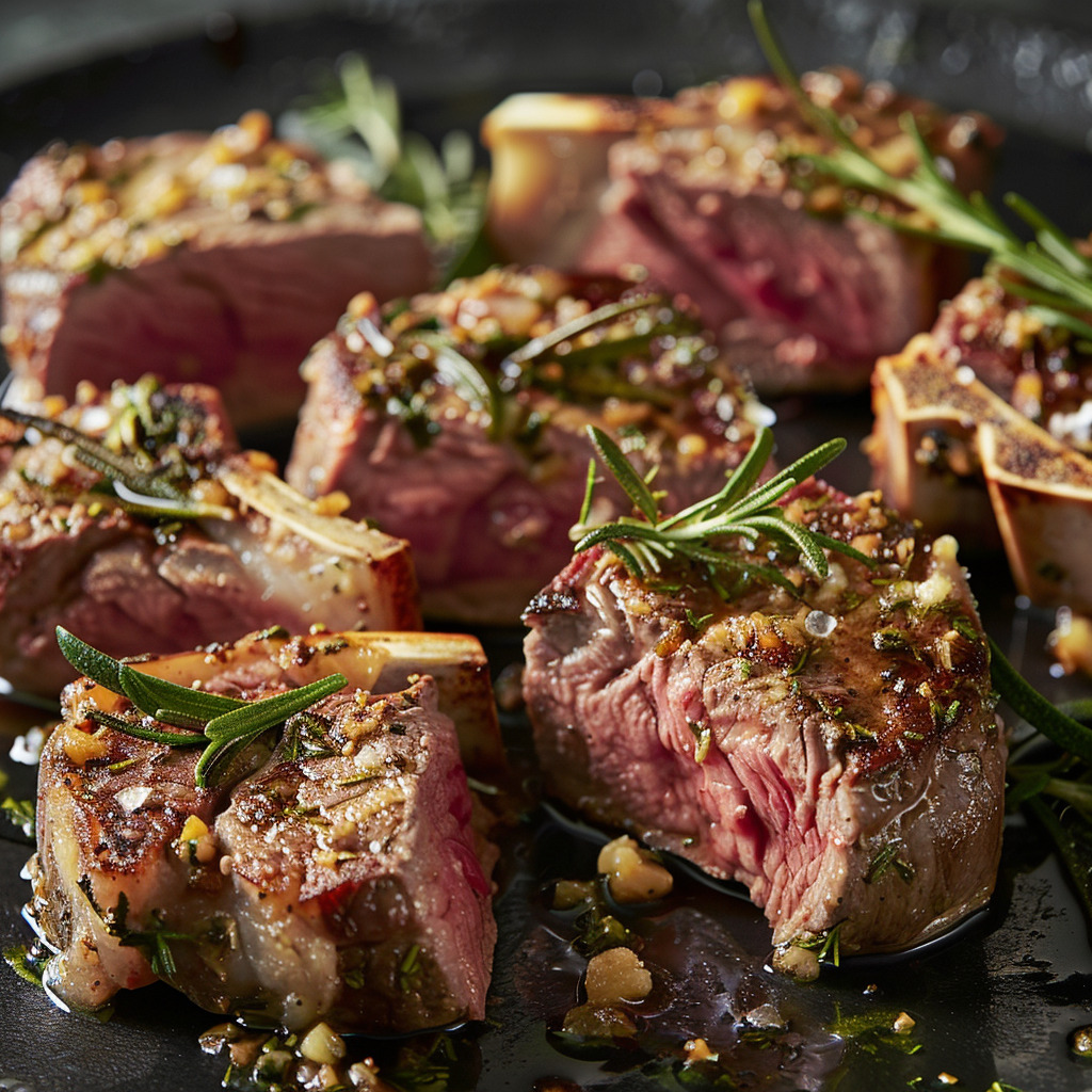 a dish that exemplifies a low-carb, high-protein culinary art: Rosemary Garlic Lamb Chops
